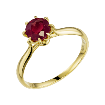 Кольцо из лимонного золота с рубином
