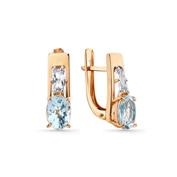 Серьги из золота с топазом и фианитом