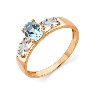 Кольцо из золота с топазом и фианитом