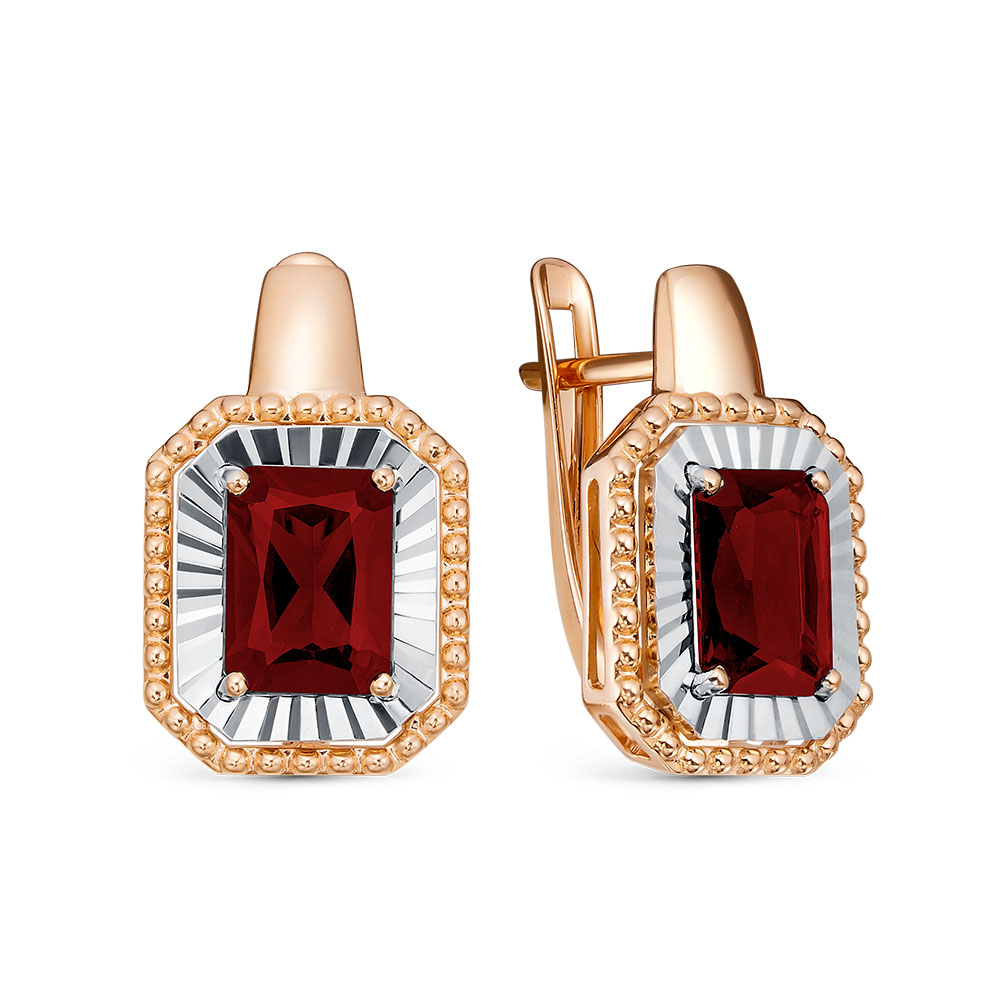 Серьги из белого золота с Гранатом