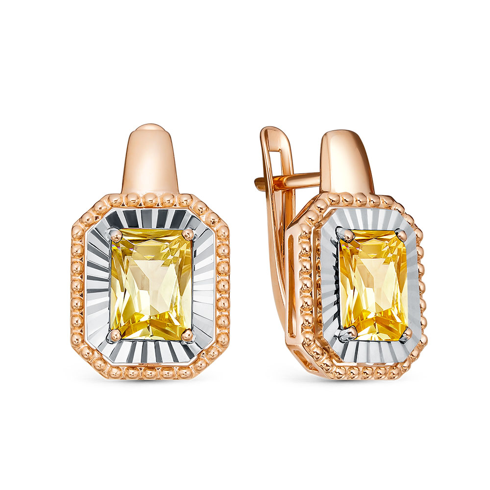 Серьги из белого золота с цитрином