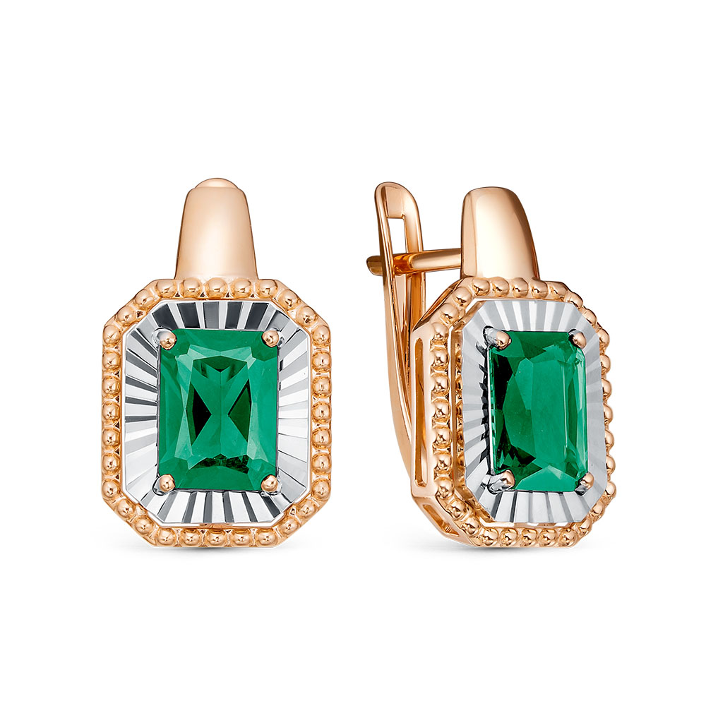 Серьги из белого золота с Нанокристаллом цветным