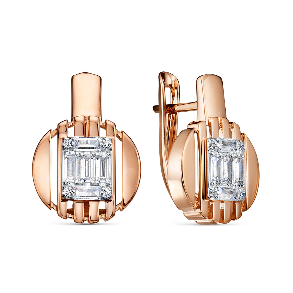 Серьги из белого золота с фианитом