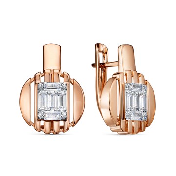 Серьги из белого золота с фианитом