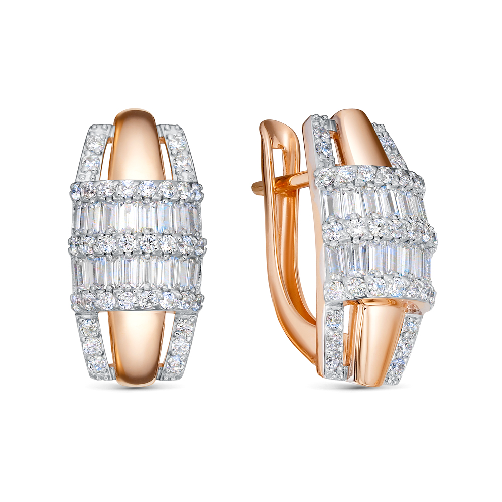 Серьги из белого золота с фианитом