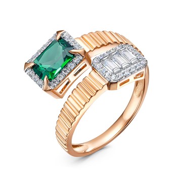 Кольцо из белого золота с Нанокристаллом цветным и фианитом