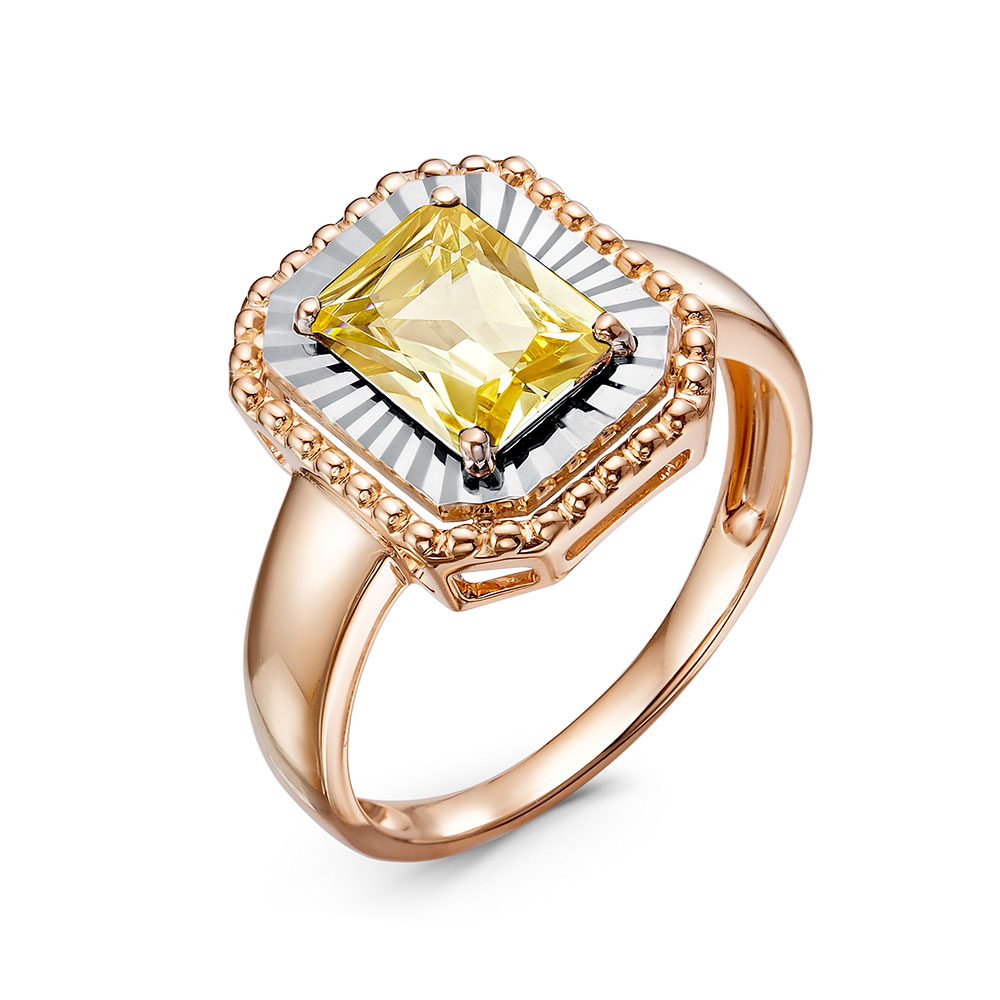 Кольцо из белого золота с цитрином