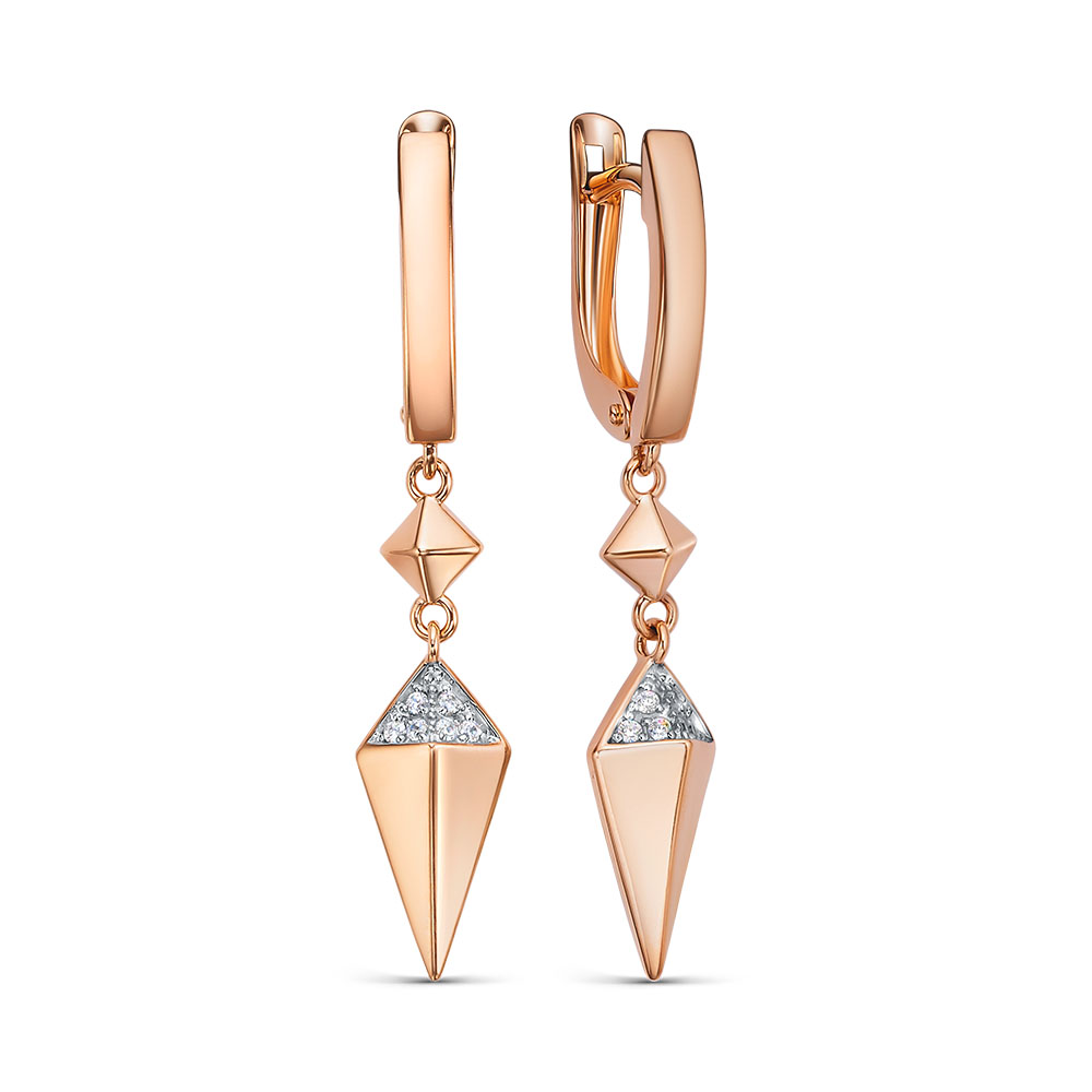 Серьги из белого золота с фианитом