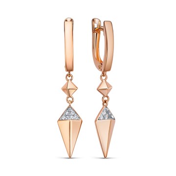 Серьги из белого золота с фианитом