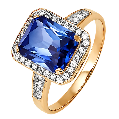 Кольцо из&nbsp;золота с&nbsp;фианитом и&nbsp;изумрудом