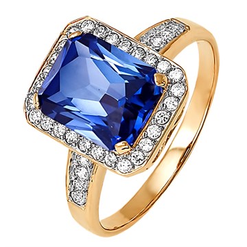 Кольцо из&nbsp;золота с&nbsp;фианитом и&nbsp;изумрудом