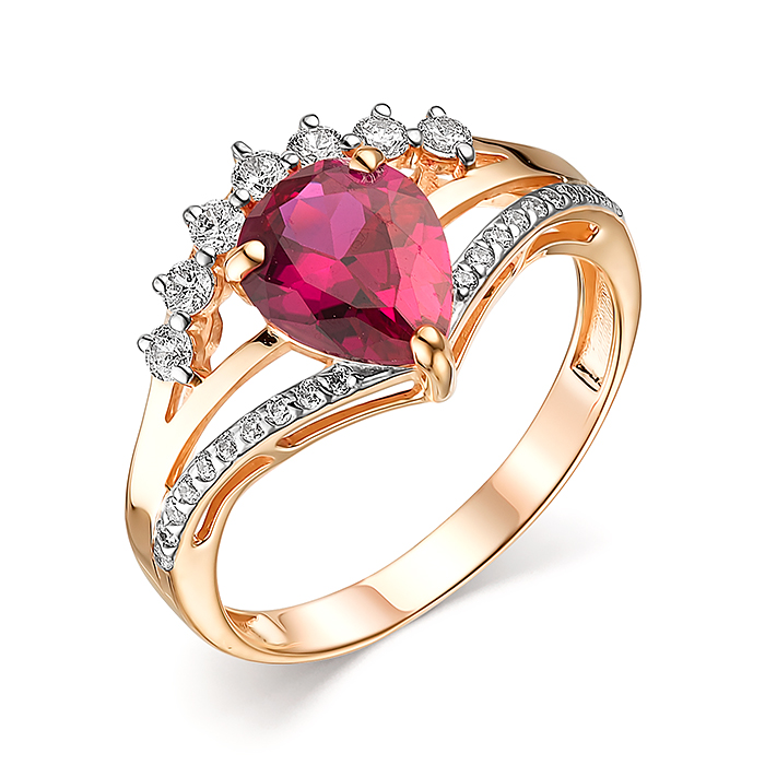 Кольцо из&nbsp;золота с&nbsp;Гранатом и&nbsp;фианитом