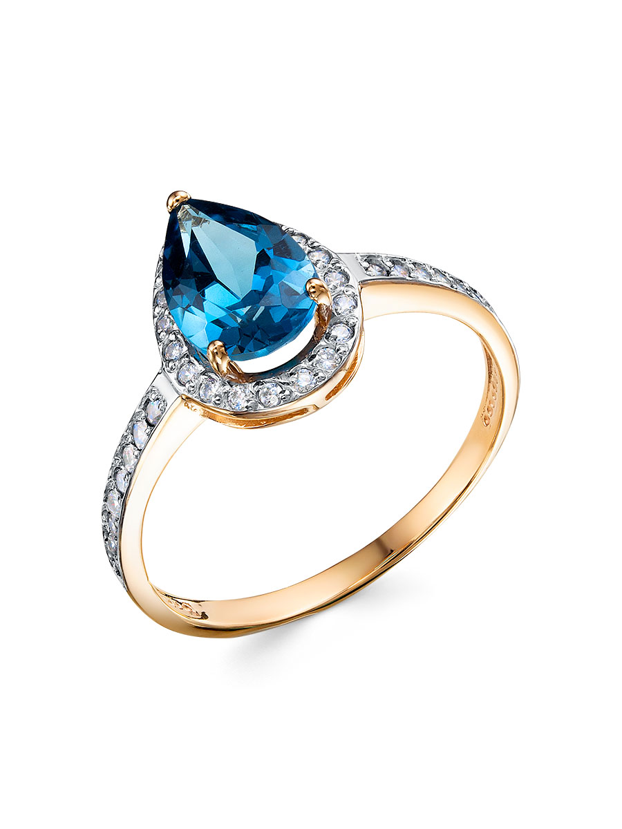 Кольцо из&nbsp;золота с&nbsp;лондон топазом и&nbsp;фианитом
