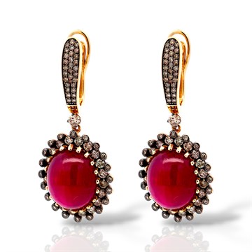 Серьги из&nbsp;лимонного золота с&nbsp;рубином и&nbsp;Бриллиантом