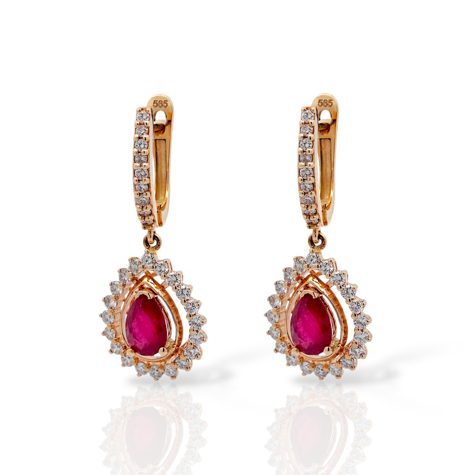 Серьги из&nbsp;лимонного золота с&nbsp;рубином и&nbsp;Бриллиантом