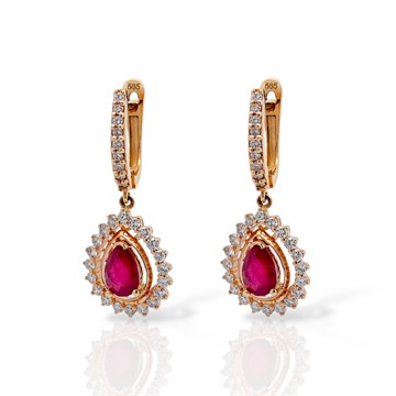 Серьги из&nbsp;лимонного золота с&nbsp;рубином и&nbsp;Бриллиантом