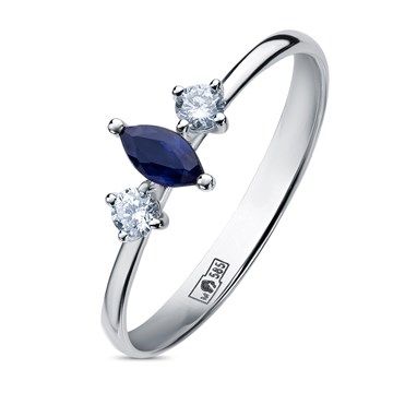 Кольцо из&nbsp;белого золота с&nbsp;Бриллиантом и&nbsp;сапфиром
