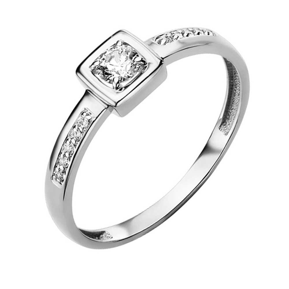 Кольцо из&nbsp;белого золота с&nbsp;фианитом