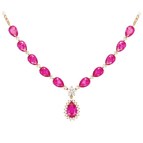 Колье из&nbsp;серебра Рубин синтетика и&nbsp;фианитом