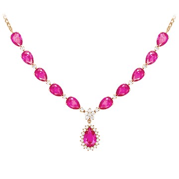 Колье из&nbsp;серебра Рубин синтетика и&nbsp;фианитом
