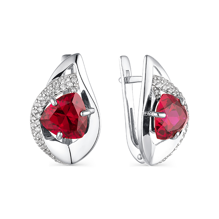 Серьги из&nbsp;серебра с&nbsp;Александритом и&nbsp;фианитом