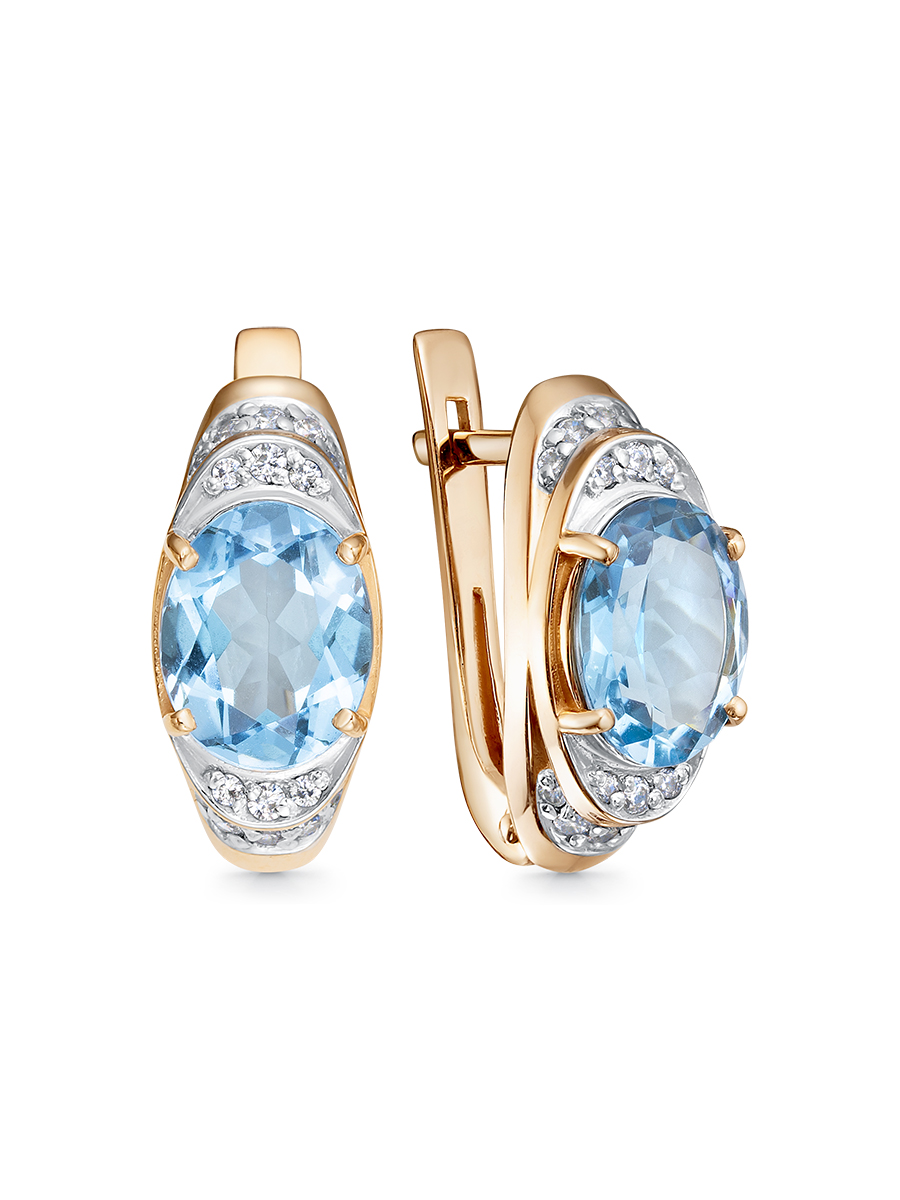 Серьги из&nbsp;серебра с&nbsp;Аквамарином Параиба и&nbsp;фианитом