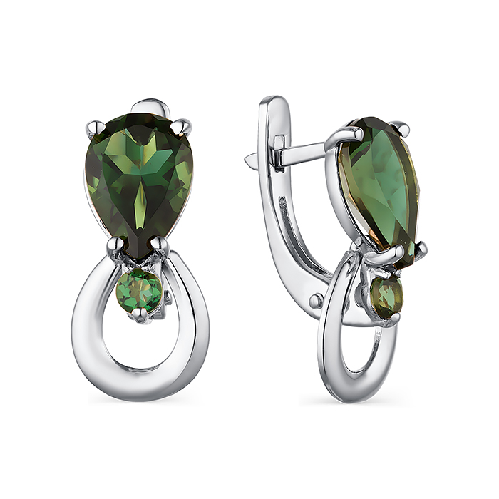 Серьги из&nbsp;серебра с&nbsp;Александритом и&nbsp;фианитом