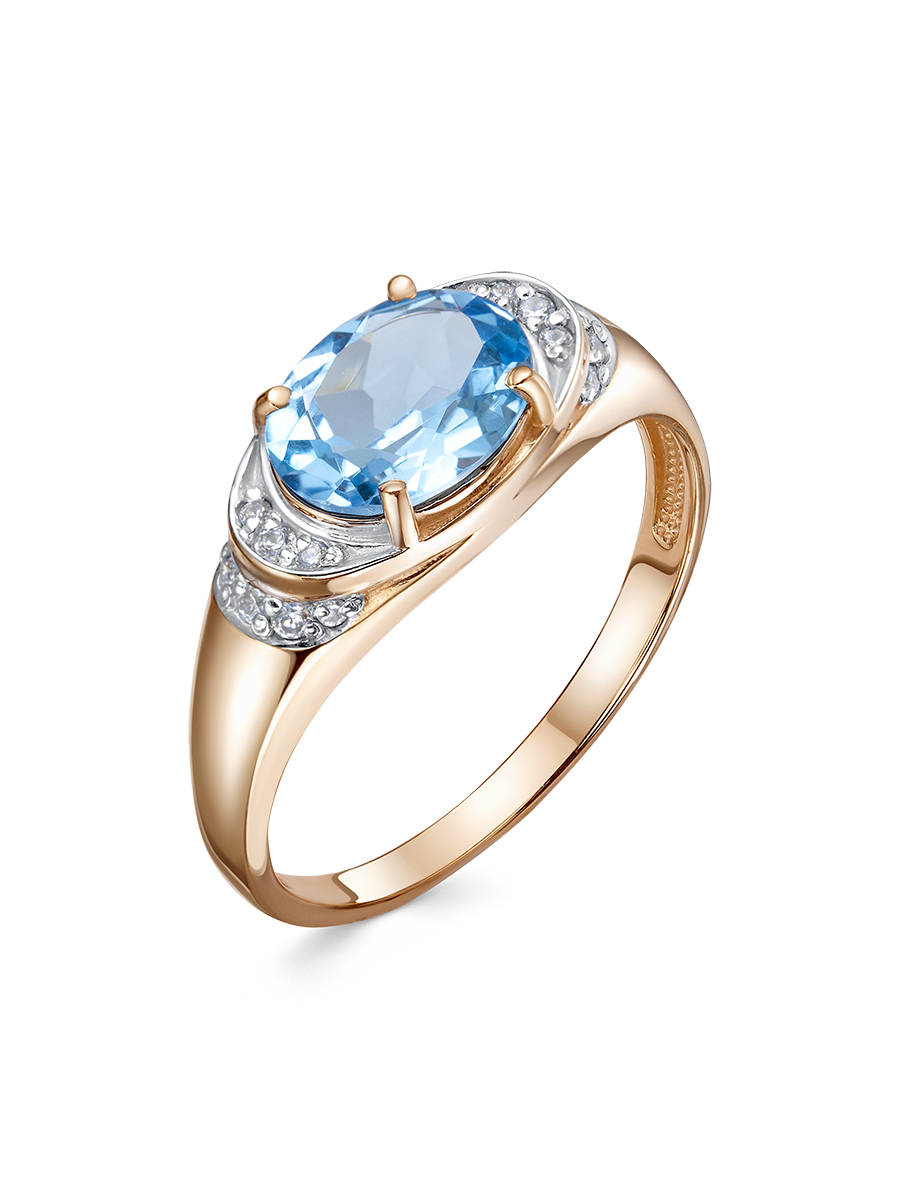 Кольцо из&nbsp;серебра с&nbsp;Аквамарином Параиба и&nbsp;фианитом