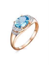 Кольцо из&nbsp;серебра с&nbsp;Аквамарином Параиба и&nbsp;фианитом