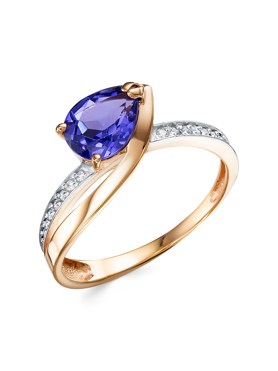 Кольцо из&nbsp;серебра Сапфир синтетика и&nbsp;фианитом