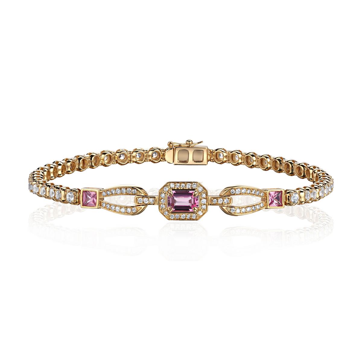 Браслет из&nbsp;лимонного золота с&nbsp;Бриллиантом и&nbsp;сапфиром