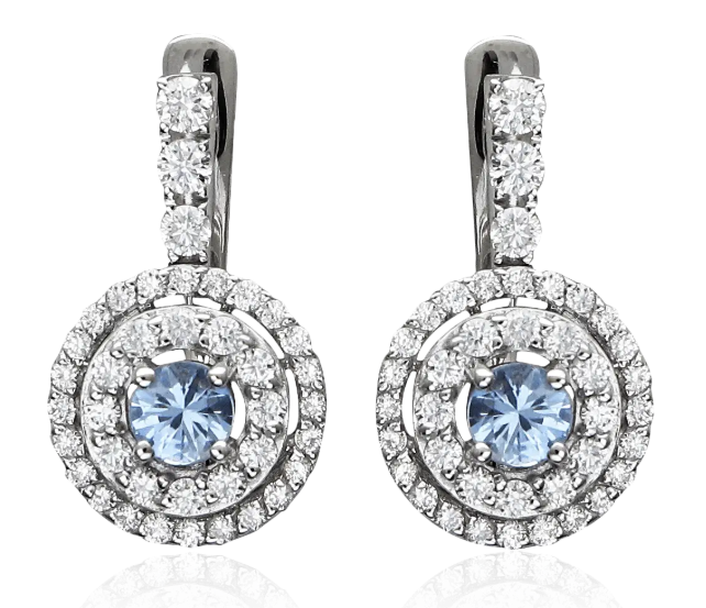 Серьги из&nbsp;белого золота с&nbsp;Бриллиантом и&nbsp;сапфиром