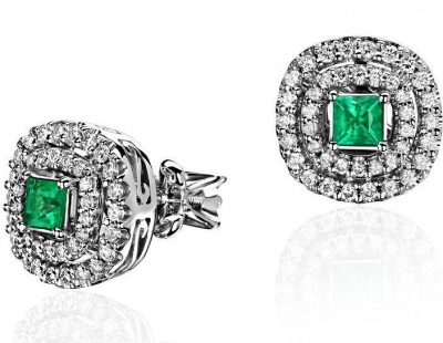 Серьги из&nbsp;белого золота с&nbsp;Бриллиантом и&nbsp;изумрудом