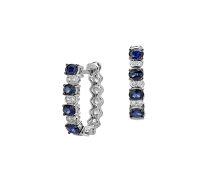 Серьги из&nbsp;белого золота с&nbsp;Бриллиантом и&nbsp;сапфиром