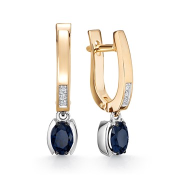 Серьги из&nbsp;золота с&nbsp;Бриллиантом и&nbsp;сапфиром