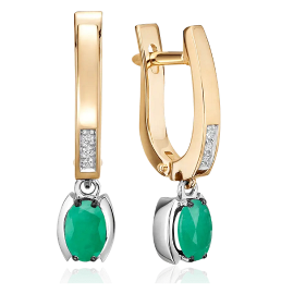 Серьги из&nbsp;золота с&nbsp;Бриллиантом и&nbsp;изумрудом