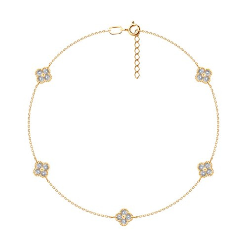 Браслет на ногу из&nbsp;золота с&nbsp;фианитом