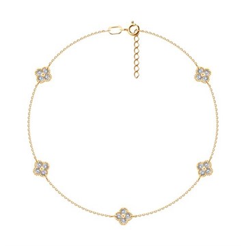 Браслет на ногу из&nbsp;золота с&nbsp;фианитом