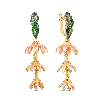 Серьги из&nbsp;лимонного золота с&nbsp;сапфиром и&nbsp;Гранатом