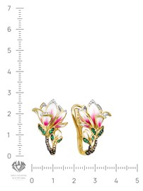 Серьги из&nbsp;лимонного золота с&nbsp;изумрудом, Бриллиантом и&nbsp;эмалью