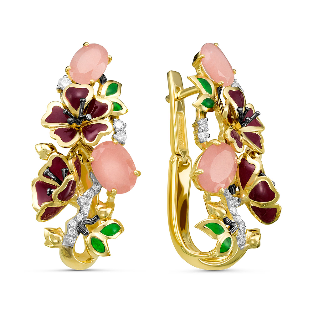 Серьги из&nbsp;лимонного золота с&nbsp;Бриллиантом и&nbsp;кварцем