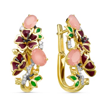 Серьги из&nbsp;лимонного золота с&nbsp;Бриллиантом и&nbsp;кварцем