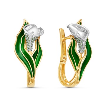 Серьги из&nbsp;лимонного золота с&nbsp;сапфиром, Бриллиантом и&nbsp;эмалью