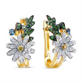 Серьги из&nbsp;лимонного золота с&nbsp;сапфиром, Бриллиантом и&nbsp;миксами