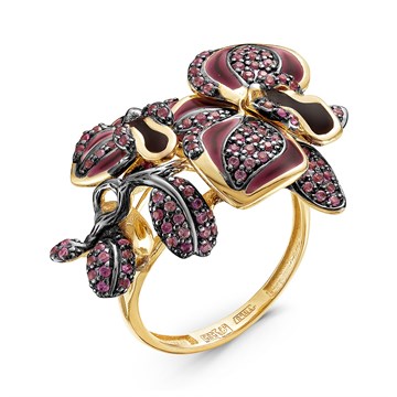 Кольцо из&nbsp;лимонного золота с&nbsp;сапфиром и&nbsp;эмалью