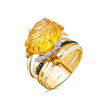 Кольцо из&nbsp;лимонного золота с&nbsp;Бриллиантом и&nbsp;кварцем