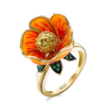 Кольцо из&nbsp;лимонного золота с&nbsp;сапфиром и&nbsp;миксами