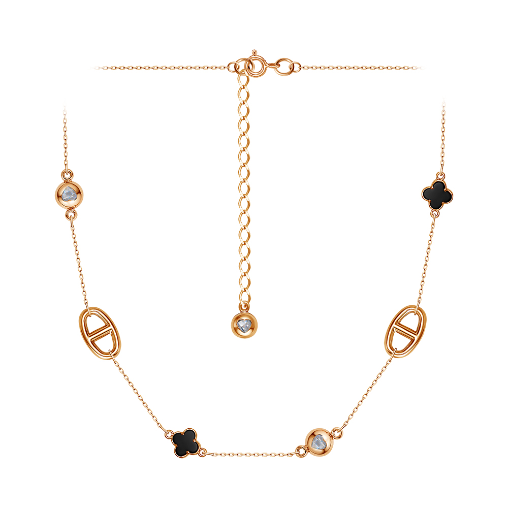 Колье из&nbsp;золота с&nbsp;ониксом и&nbsp;фианитом