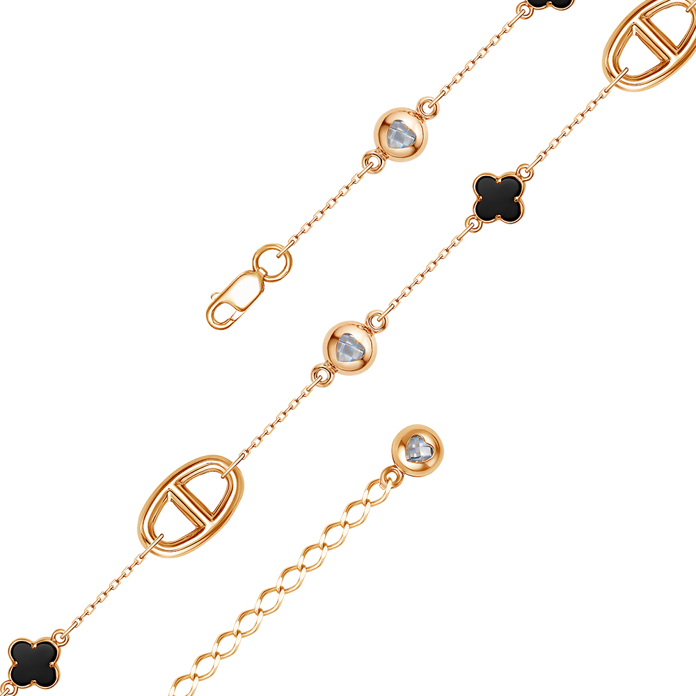 Браслет из&nbsp;золота с&nbsp;ониксом и&nbsp;фианитом