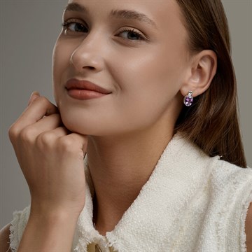 Серьги из&nbsp;серебра с&nbsp;Аметистом и&nbsp;фианитом
